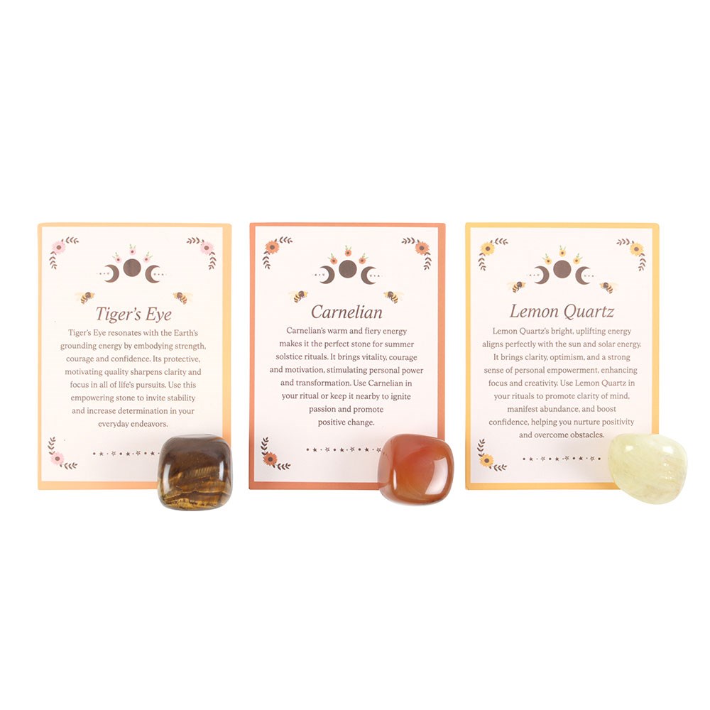 Summer Solstice Crystal Set – Tiger’s Eye, Carnelian & Lemon Quartz - Crystal Nest