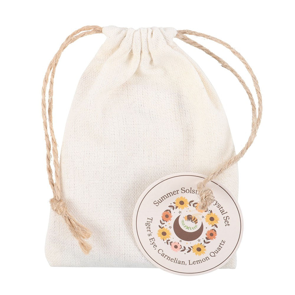 Summer Solstice Crystal Set – Tiger’s Eye, Carnelian & Lemon Quartz - Crystal Nest