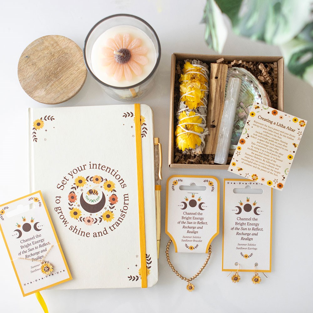 Summer Solstice Intention Journal with Citrine Pen - Crystal Nest