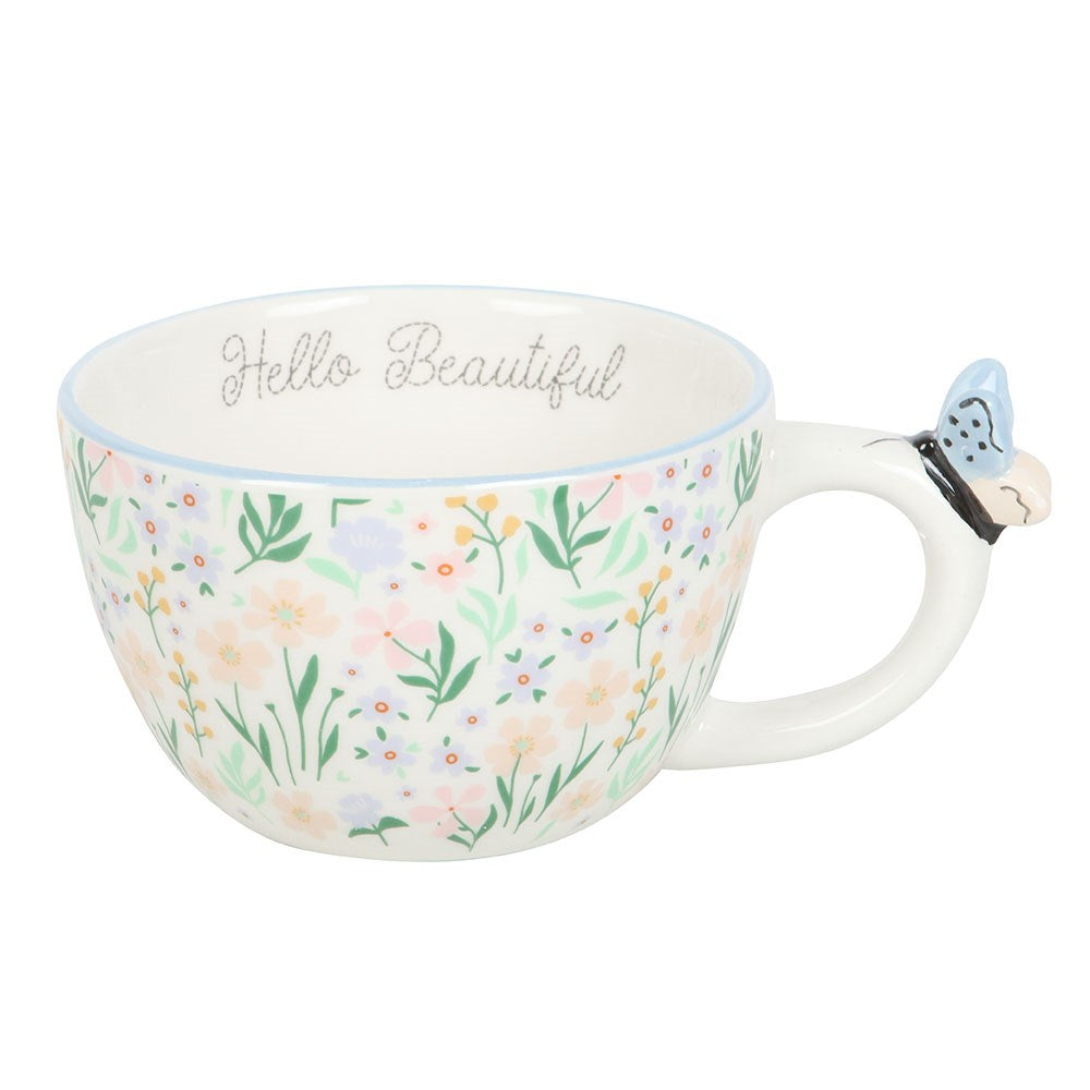 Hello Beautiful Floral Ceramic Mug - Mothers Day Gift