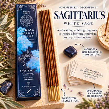 Zodiac Incense Sticks, Crystal & Horoscope Set