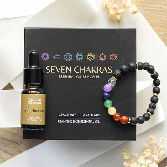 Seven Chakra Gemstone Essential Oil Diffuser Bracelet Gift Set - Crystal Nest