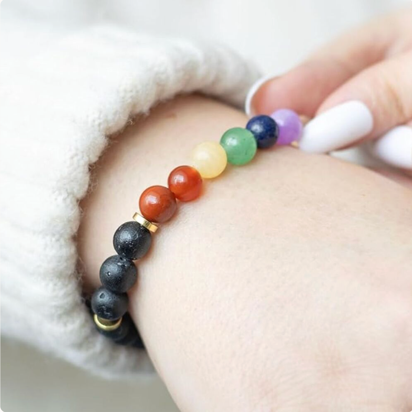 Seven Chakra Gemstone Essential Oil Diffuser Bracelet Gift Set - Crystal Nest