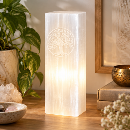 Tree of Life Selenite Lamp | 25cm - Crystal Nest