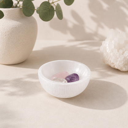 Small Round Selenite Crystal Cleansing Bowl