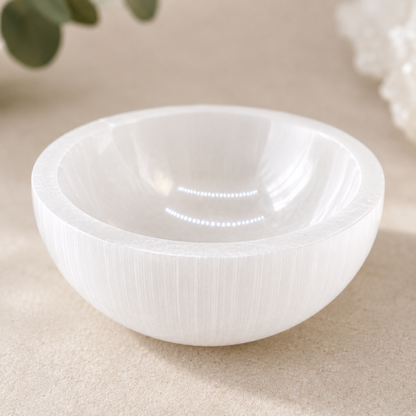 Small Round Selenite Crystal Cleansing Bowl