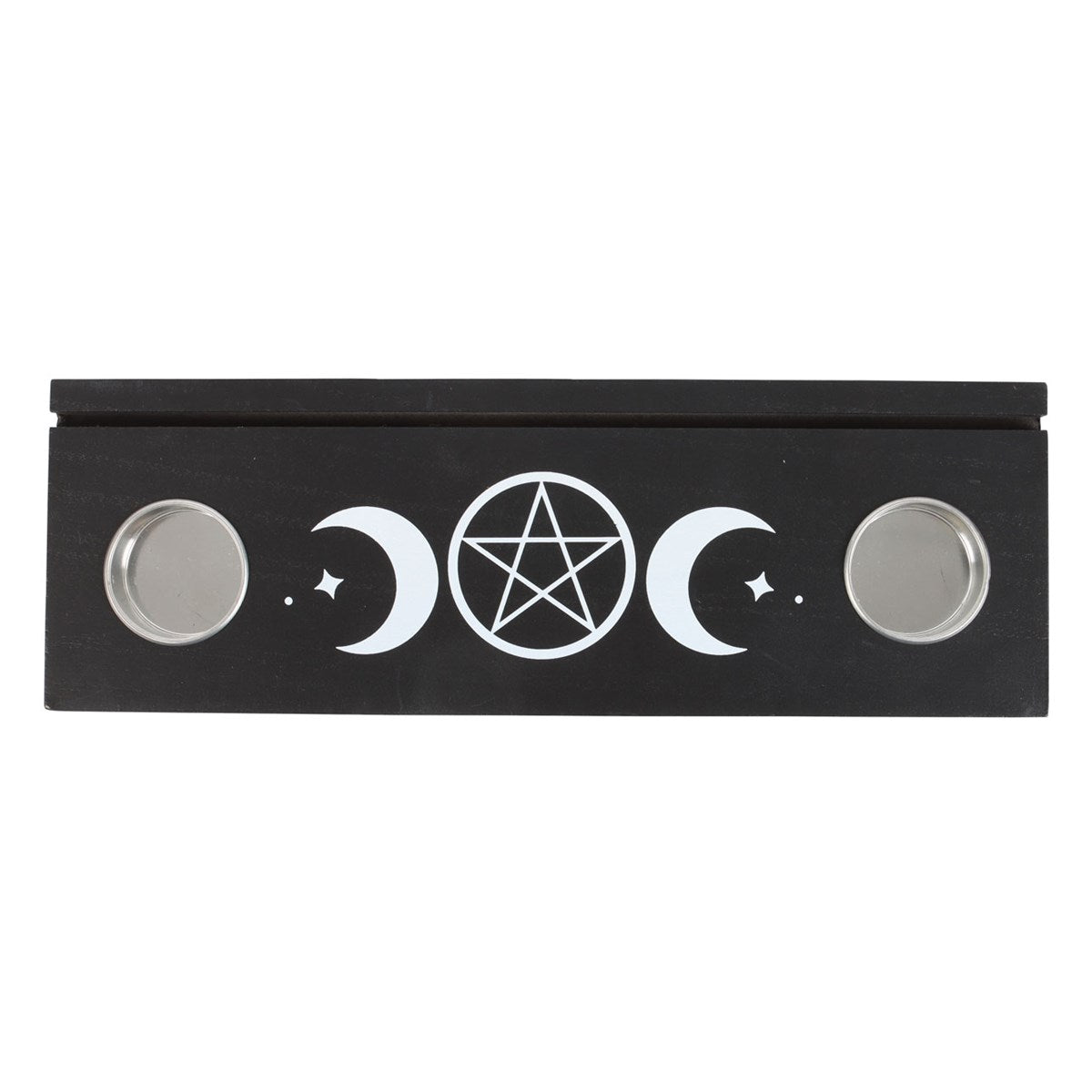 Black Triple Moon Tarot Card Stand with Tealight Holders - Crystal Nest