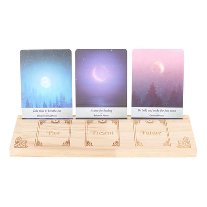 Past Present Future Tarot Card Stand | Wooden Display for Tarot Readings