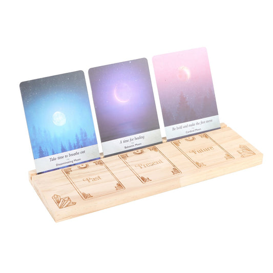 Past Present Future Tarot Card Stand | Wooden Display for Tarot Readings