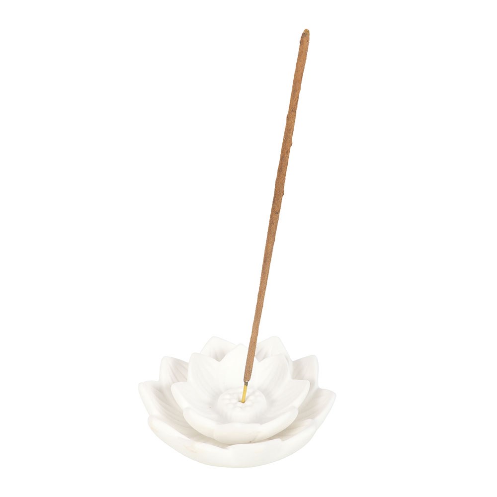 White Lotus Flower Incense Stick Holder - Crystal Nest