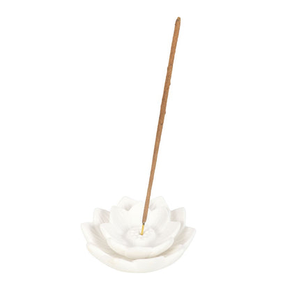 White Lotus Flower Incense Stick Holder - Crystal Nest