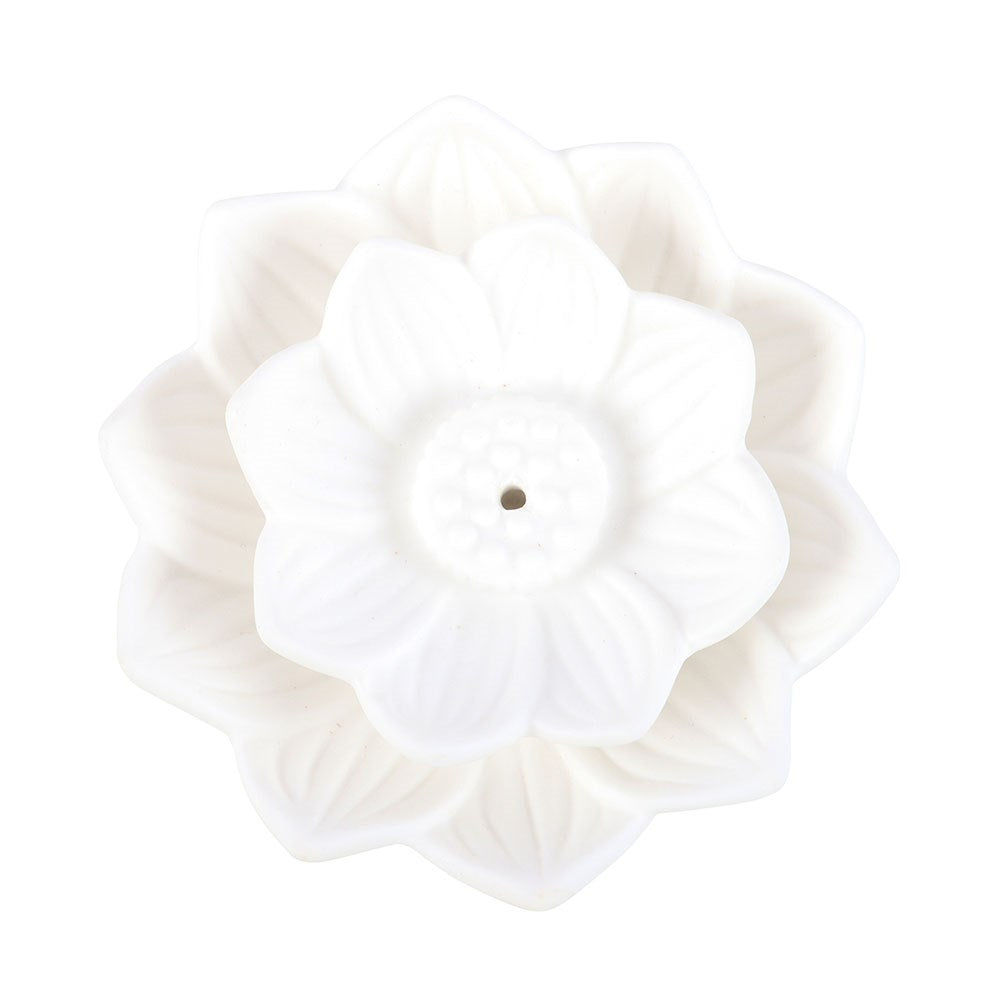 White Lotus Flower Incense Stick Holder - Crystal Nest