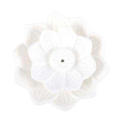 White Lotus Flower Incense Stick Holder - Crystal Nest