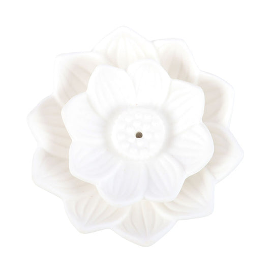 White Lotus Flower Incense Stick Holder - Crystal Nest