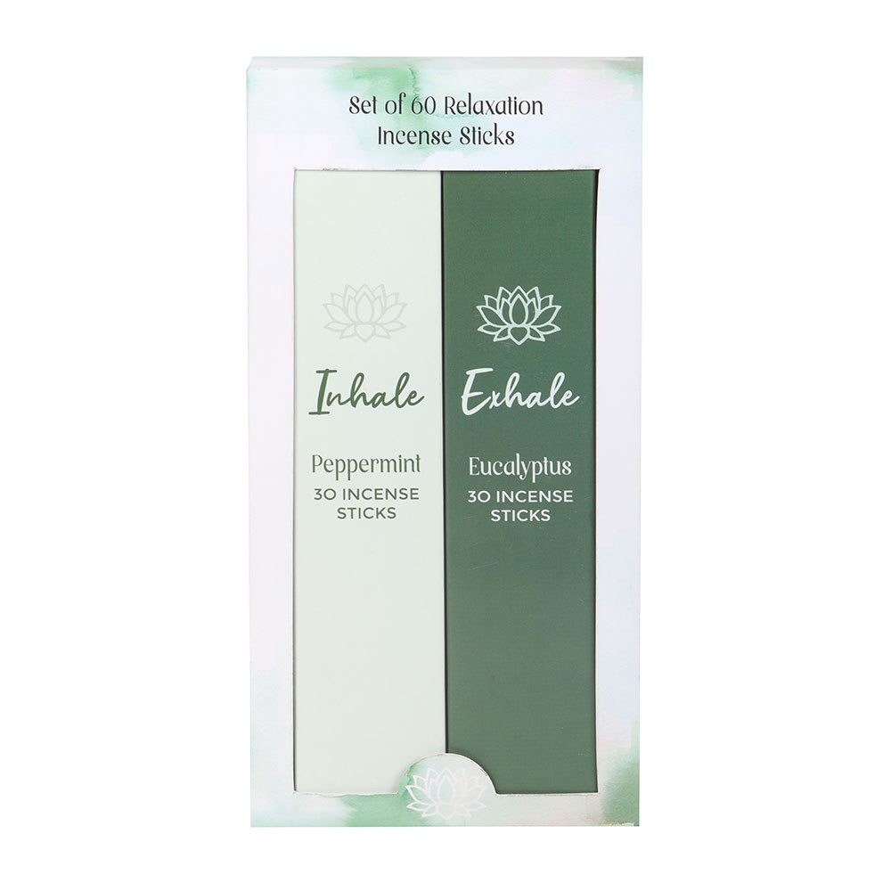 Inhale & Exhale Meditation Incense Sticks | Peppermint & Eucalyptus Set (60 Sticks)
