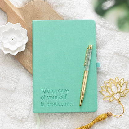 Guided Self Care & Wellness Journal with Aventurine Crystal Pen - Crystal Nest