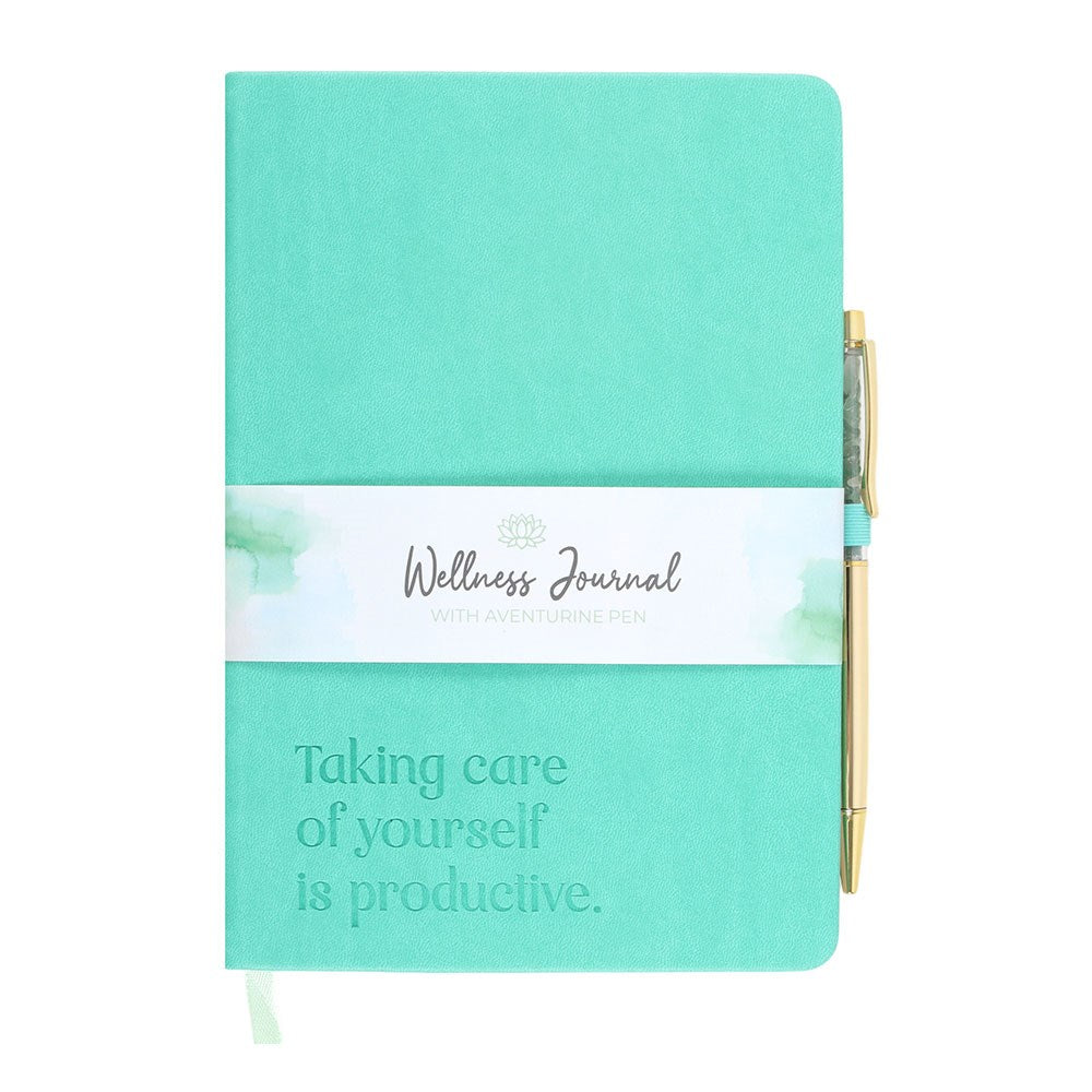 Guided Self Care & Wellness Journal with Aventurine Crystal Pen - Crystal Nest
