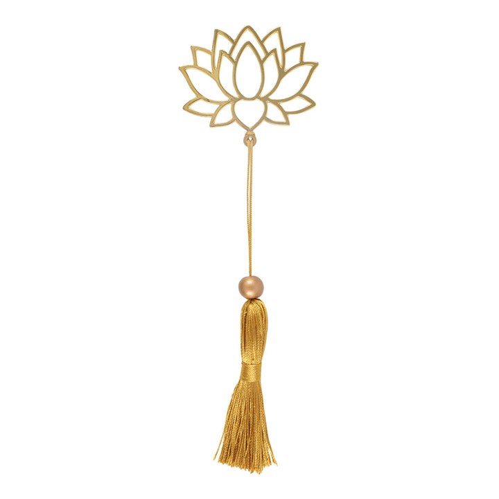 Gold Lotus Flower Bookmark with Tassel | Mindfulness & Journal Accessory - Crystal Nest