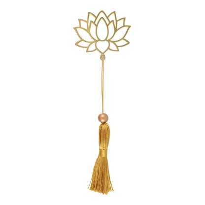 Gold Lotus Flower Bookmark with Tassel | Mindfulness & Journal Accessory - Crystal Nest