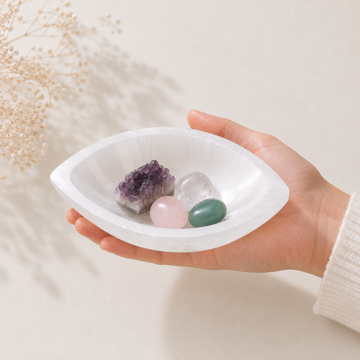Large Third Eye Selenite Crystal Cleansing Bowl