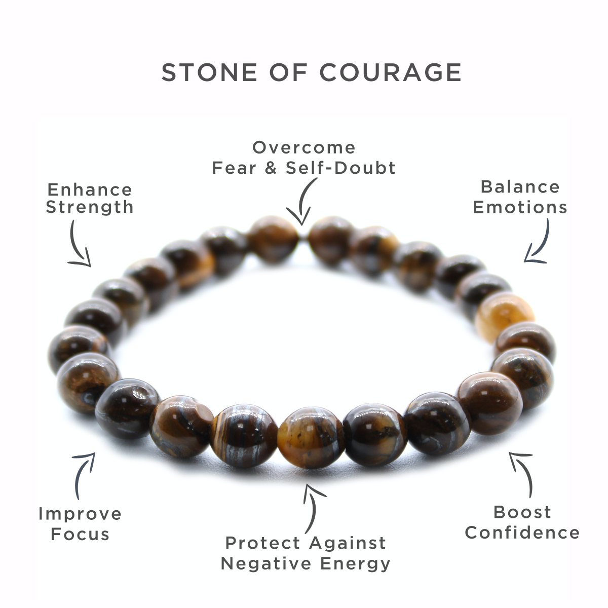 Tiger Eye Power Bead Bracelet - Overcoming Fear - Crystal Nest