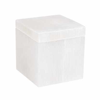 Square Selenite Crystal Charging & Jewellery Box | Cleansing & Protection