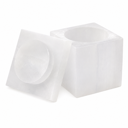 Square Selenite Crystal Charging & Jewellery Box | Cleansing & Protection