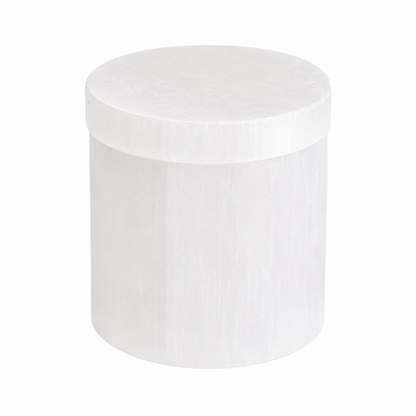 Round Selenite Crystal Charging & Jewellery Box | Cleansing & Protection