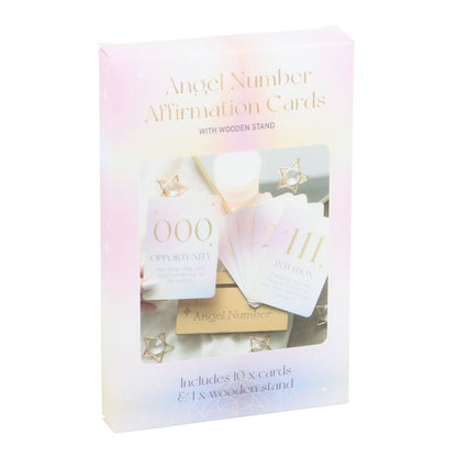 Angel Number Affirmation Cards with Wooden Stand