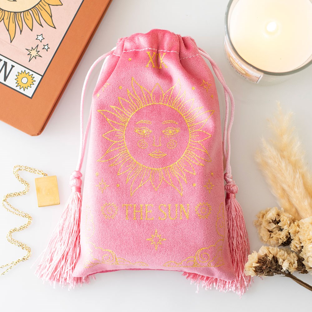 The Sun Tarot Velvet Drawstring Bag - Storage for Tarot Decks & Crystals - Crystal Nest