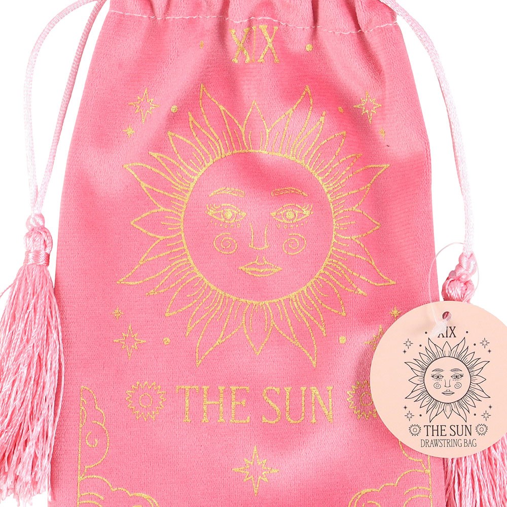 The Sun Tarot Velvet Drawstring Bag - Storage for Tarot Decks & Crystals - Crystal Nest