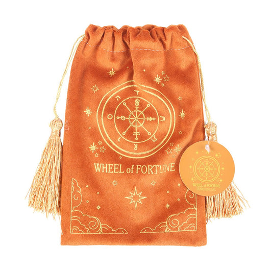 Wheel of Fortune Vintage Tarot Velvet Drawstring Bag - Storage for Tarot Decks & Crystals - Crystal Nest