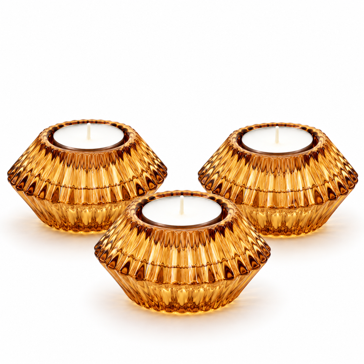 Vintage Amber Glass Reversible Candle Holder | Taper & Tealight