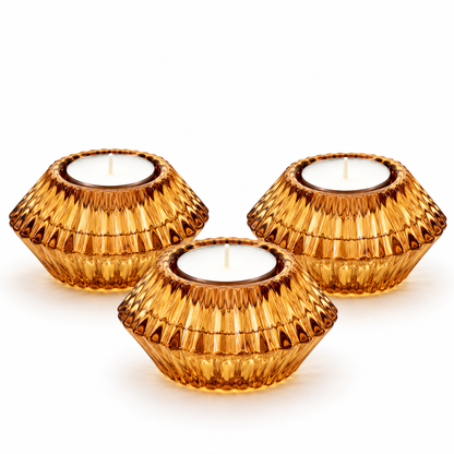 Vintage Amber Glass Reversible Candle Holder | Taper & Tealight