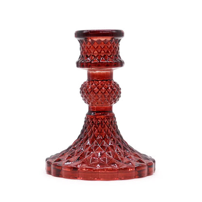 Vintage Burgundy Glass Taper Candle Holder