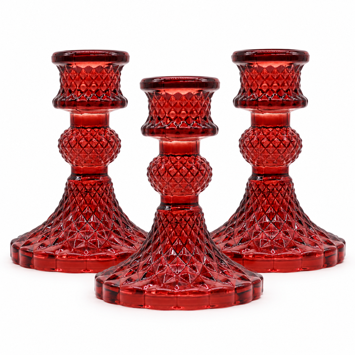 Vintage Burgundy Glass Taper Candle Holder