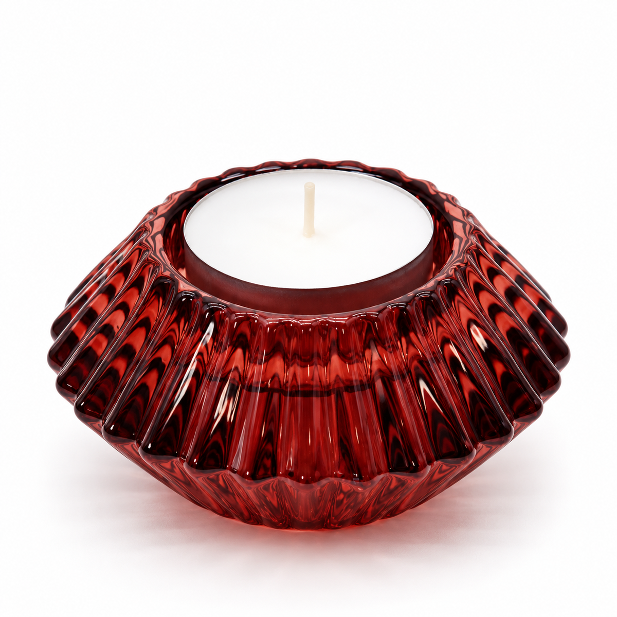 Vintage Burgundy Glass Reversible Candle Holder | Taper & Tealight