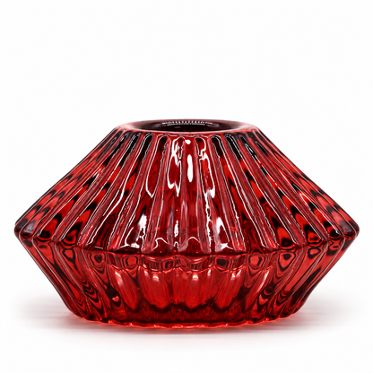 Vintage Burgundy Glass Reversible Candle Holder | Taper & Tealight