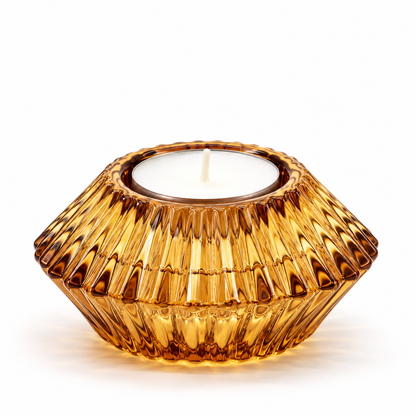 Vintage Amber Glass Reversible Candle Holder | Taper & Tealight
