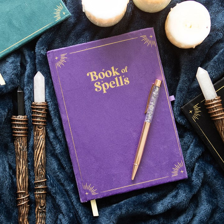 Book of Spells Journal with Amethyst Crystal Pen | A5