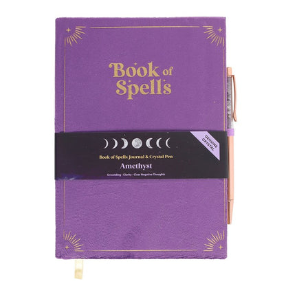 Book of Spells Journal with Amethyst Crystal Pen | A5