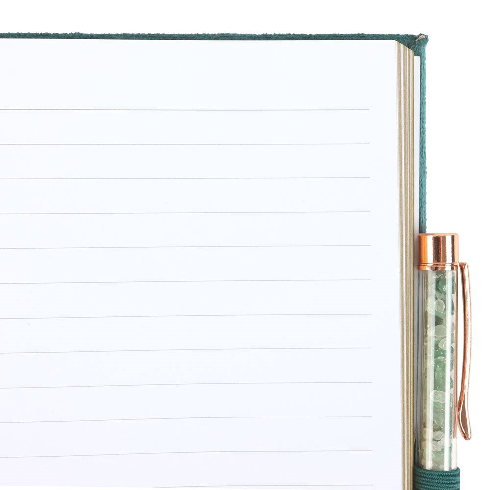 Book of Abundance Journal with Green Aventurine Crystal Pen