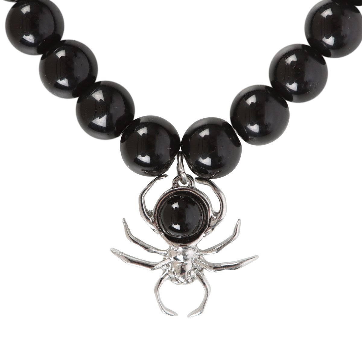 Black Obsidian Beaded Spider Bracelet