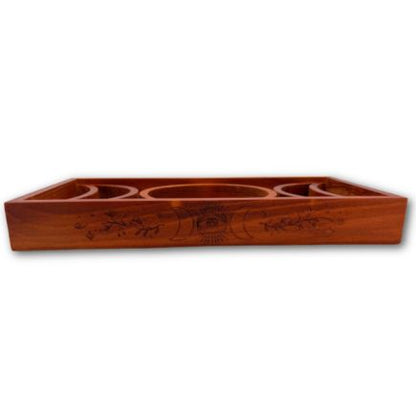 Wooden Triple Moon Altar Tray | Crystal, Candle & Tarot Card Display - Crystal Nest