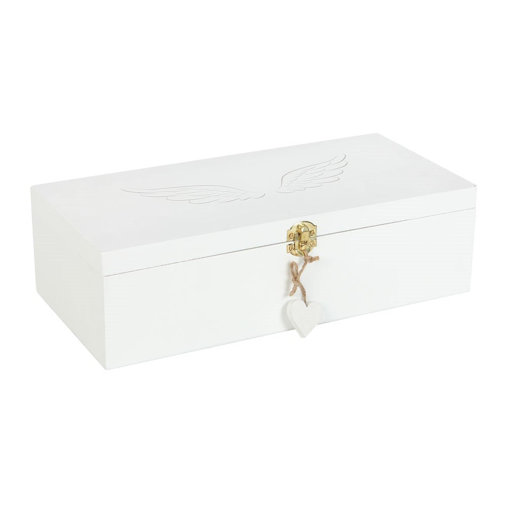 White Angel Wing Memory and Keepsake Box