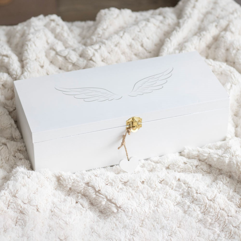 White Angel Wing Memory and Keepsake Box