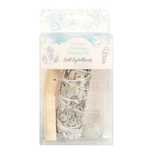 Smudge Kit with Clear Quartz Crystal – Protect & Heal Your Space