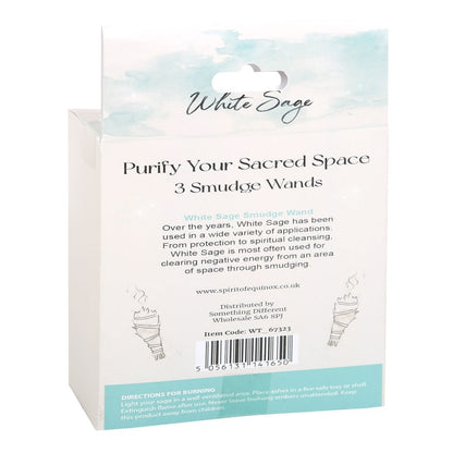 Set of 3 White Sage Smudge Wands – Purify & Cleanse Your Space