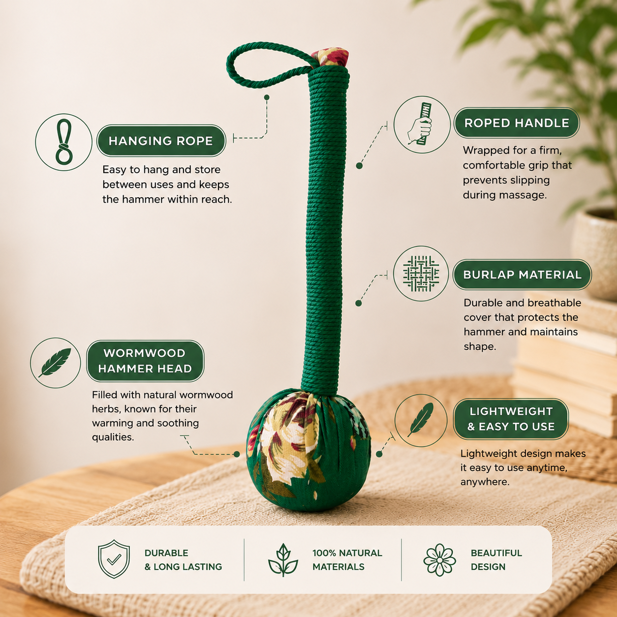 Herbal Relaxation Massage Hammer | Traditional Chinese Tapping Therapy
