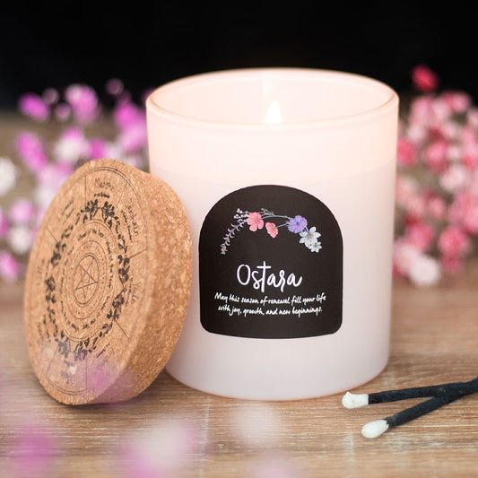 Ostara Fresh Linen Wheel of the Year Candle - Crystal Nest